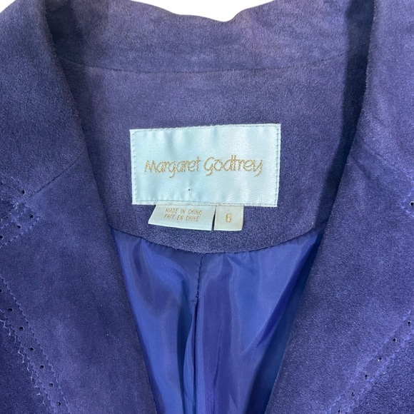 Margaret Godfrey vintage purple suede leather button up jacket duster 70s trench - Picture 2 of 7